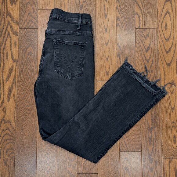 MOTHER Denim - MOTHER} ‘The Hustler Ankle Fray’ washed-black jeans, 30